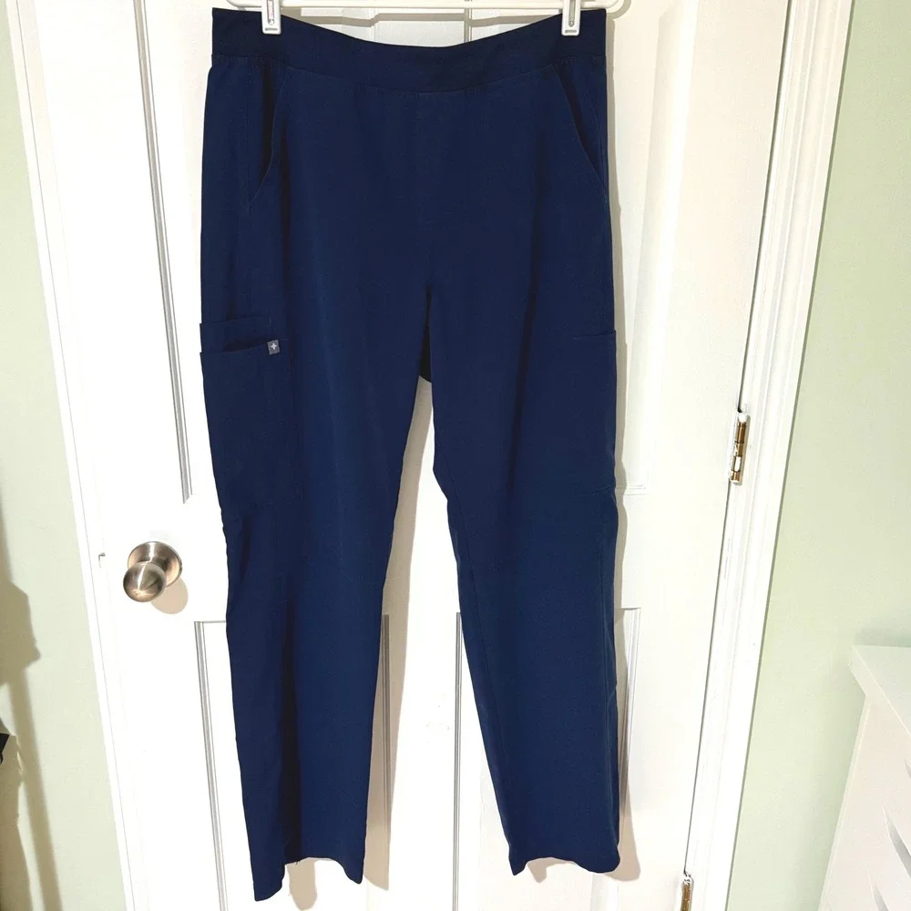 Figs Technical Collection Navy Blue Scrub Pants Mens Large Lot of 2 Frayed Hem